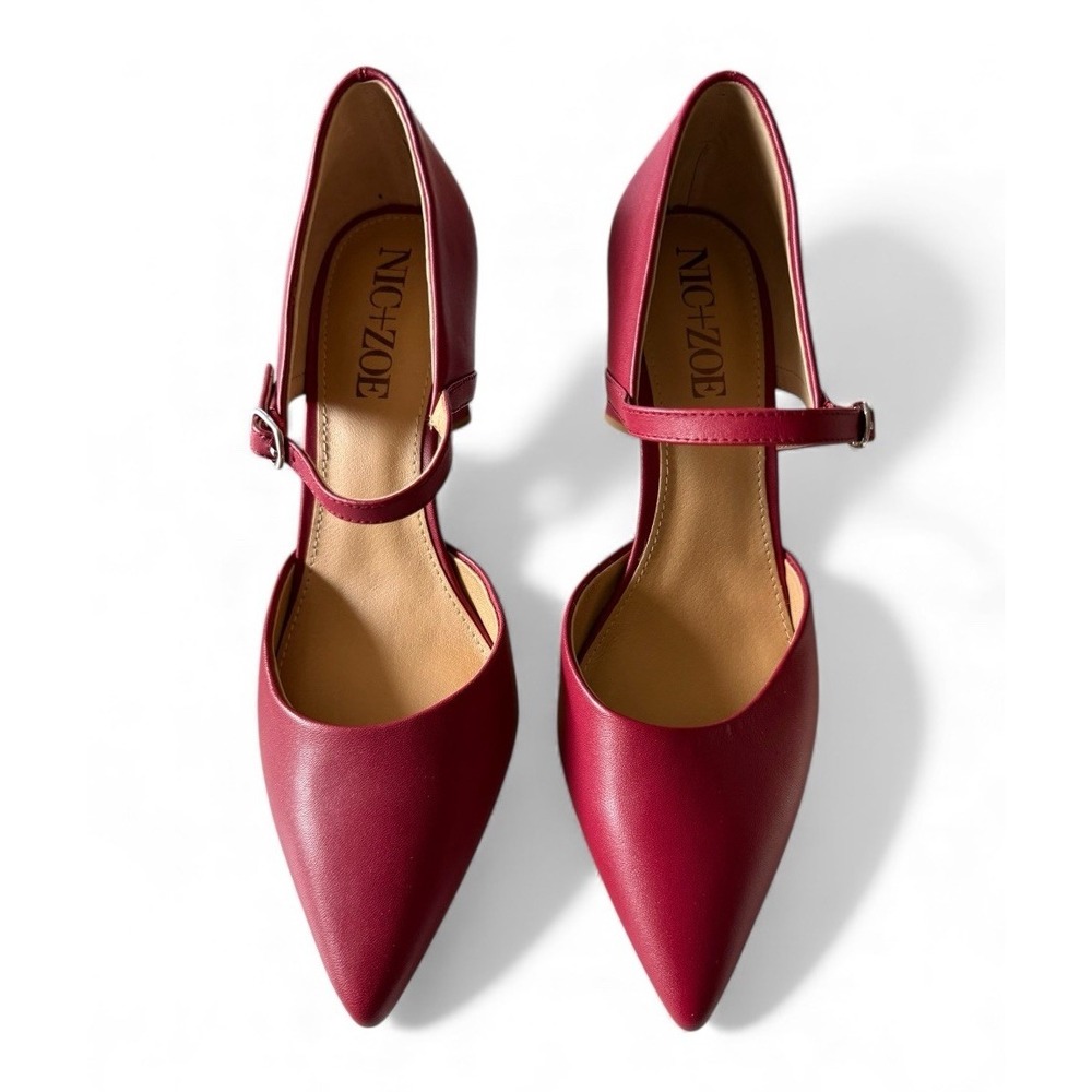 NEW Nic+Zoe "Vee" Red D'Orsay Heels US SZ 8 Leather Cherry Red Mary Jane - Picture 2 of 7